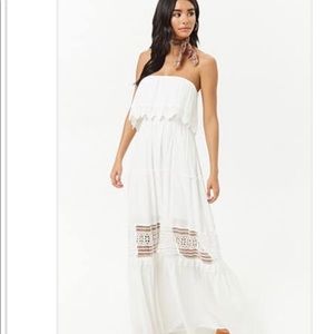 Strapless, Crochet Trim, Maxi Dress